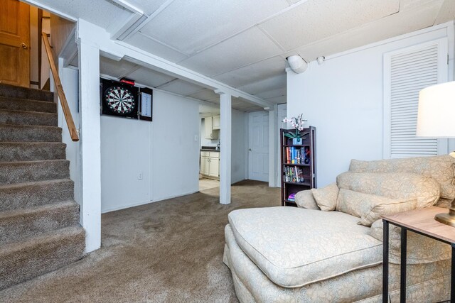 620 Vann St, Niles, MI 49120 - living area with stairway and carpet flooring