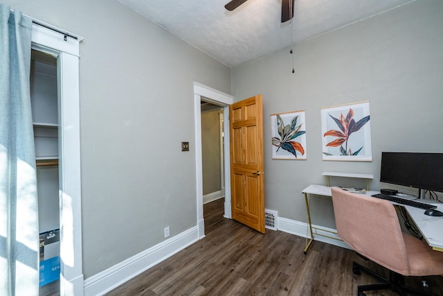 620 Vann St, Niles, MI 49120 - office area featuring wood finished floors and a ceiling fan