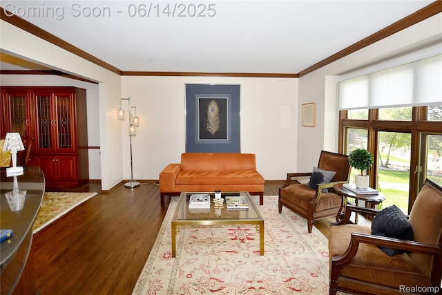 36780 Chesapeake Rd, Farmington Hills, MI 48335 - living area featuring wood finished floors and ornamental molding
