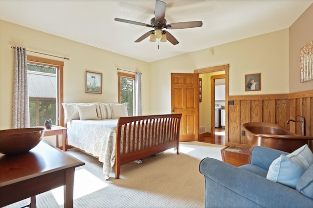10317 Lange Rd, Birch Run, MI 48415 - bedroom with a ceiling fan and wood finished floors