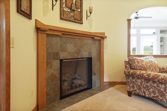 10317 Lange Rd, Birch Run, MI 48415 - detailed view of a tile fireplace and baseboards