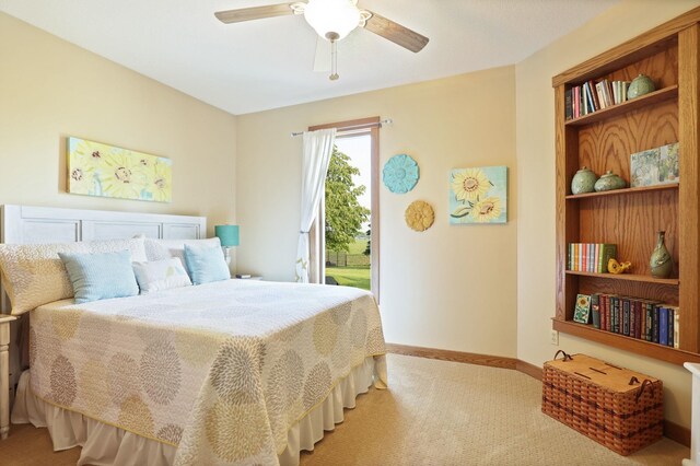 10317 Lange Rd, Birch Run, MI 48415 - carpeted bedroom featuring access to outside and a ceiling fan
