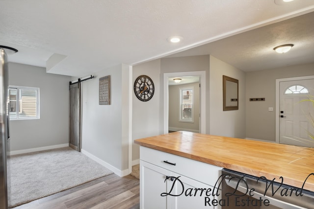 612 E Green St, Hastings, MI 49058 - entrance foyer featuring light wood-style flooring, a barn door, and a textured ceiling