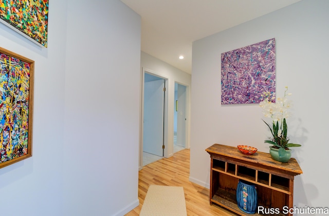 1366 W Norton Ave, Muskegon, MI 49441 - hall with recessed lighting and light wood finished floors