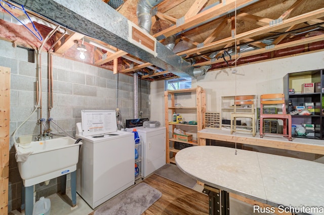 1366 W Norton Ave, Muskegon, MI 49441 - unfinished basement with separate washer and dryer and a sink