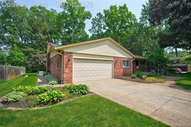 5614 Warbler Dr, Clarkston, MI 48346 - view of front of house featuring an attached garage, driveway, brick siding, and covered porch