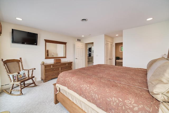 3524 Lakeshore Rd, Manistee, MI 49660 - bedroom featuring recessed lighting, light carpet, and a closet