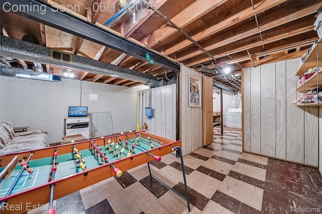 20107 Merle Ct, Eastpointe, MI 48035 - recreation room with tile patterned floors and washer / dryer