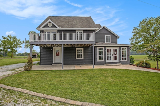 598 Dayburg Rd, Coldwater, MI 49036 - rear view of property with french doors, a yard, a wooden deck, and a patio