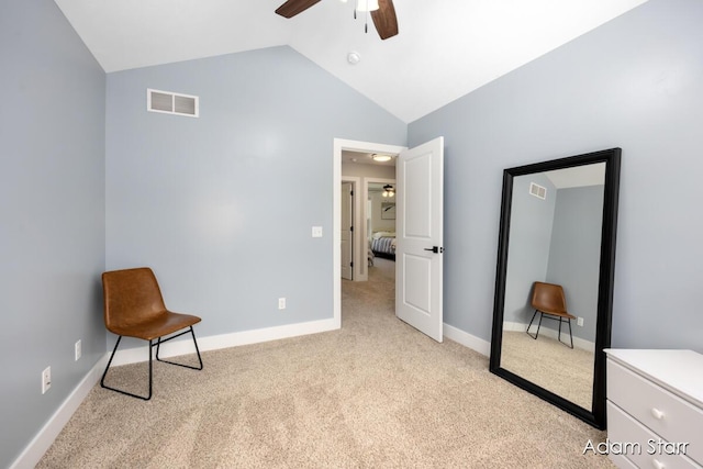 3980 Hathaway Rd, Kalamazoo, MI 49009 - unfurnished room featuring a ceiling fan, vaulted ceiling, and light colored carpet