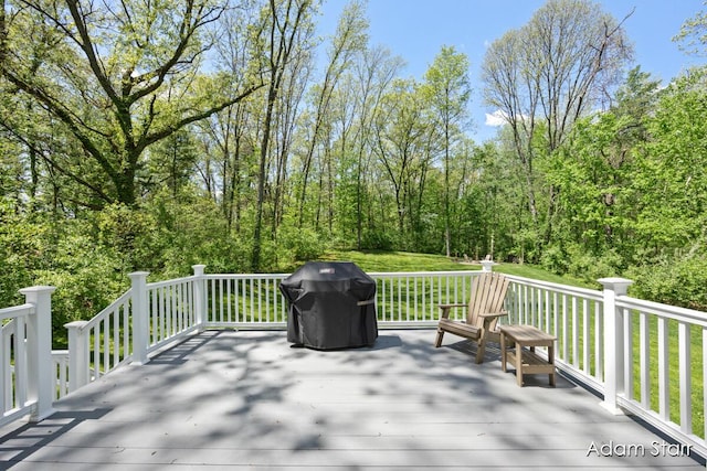 3980 Hathaway Rd, Kalamazoo, MI 49009 - wooden deck with grilling area and a lawn