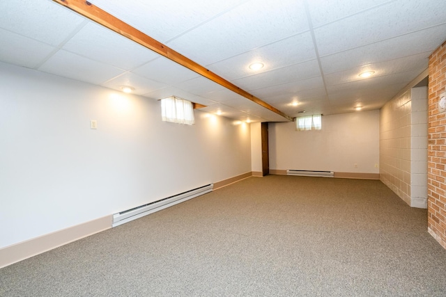 10001 Date Rd, Baroda, MI 49101 - basement featuring a baseboard radiator, carpet, and healthy amount of natural light