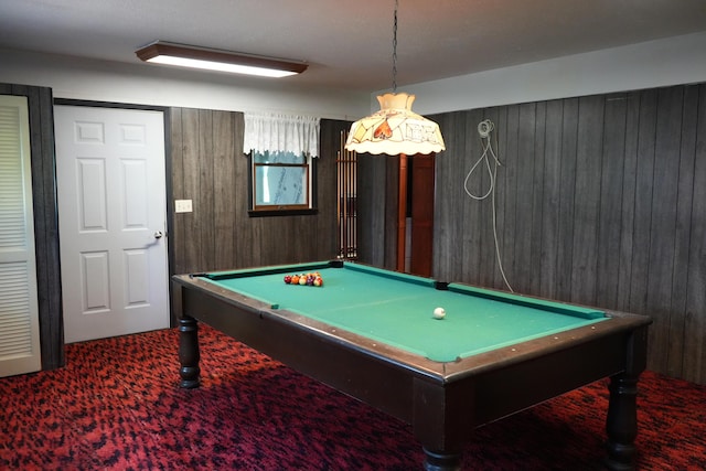 2523 E Wildcat, Saint Johns, MI 48879 - recreation room featuring carpet floors, wood walls, and pool table