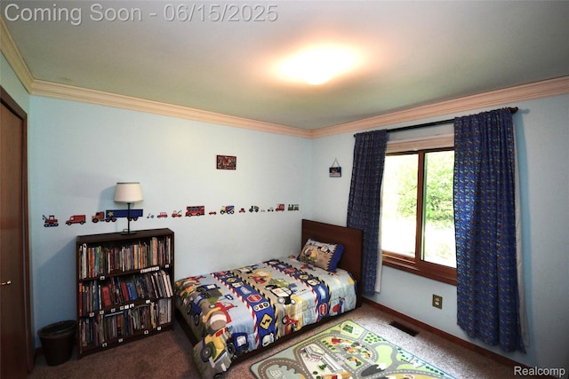10010 Orchard Ridge Ct, Holly, MI 48442 - carpeted bedroom featuring crown molding