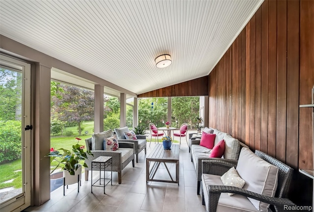 5259 Echo Rd, Bloomfield, MI 48302 - sunroom featuring outdoor lounge area and lofted ceiling