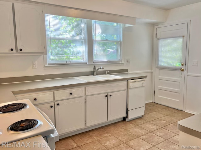 256 Withington St, Ferndale, MI 48220 - kitchen with white appliances, white cabinets, and light tile patterned floors
