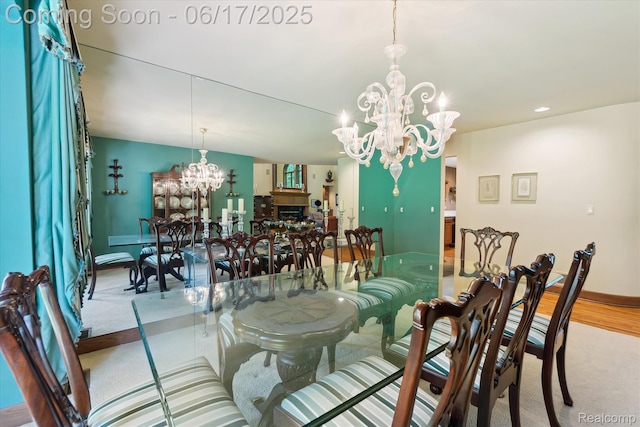 2020 Pine Hollow Trl, Brighton, MI 48114 - dining area featuring a chandelier and carpet flooring