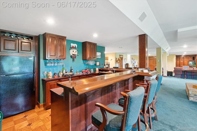 2020 Pine Hollow Trl, Brighton, MI 48114 - indoor bar with freestanding refrigerator and recessed lighting