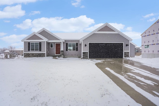 LOT106 Butternut Dr, Wayland, MI 49348 - ranch-style home featuring an attached garage, stone siding, and driveway