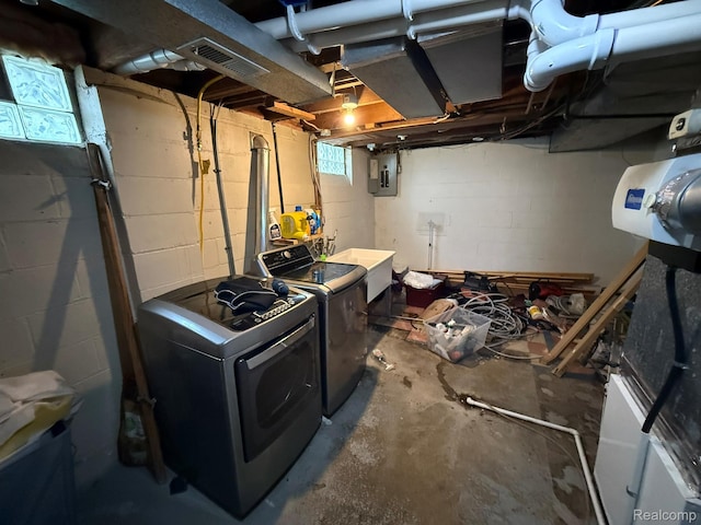 11311 Tecumseh, Redford, MI 48239 - below grade area featuring washer and clothes dryer and electric panel