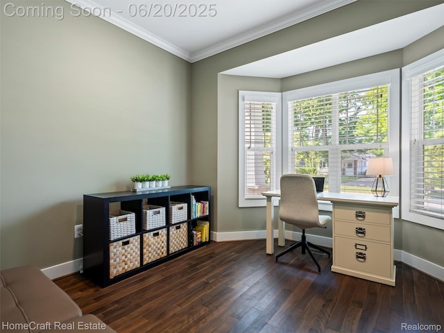 2213 Beverly Blvd, Berkley, MI 48072 - home office featuring crown molding and dark wood-style floors
