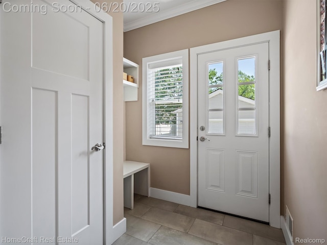 2213 Beverly Blvd, Berkley, MI 48072 - mudroom with crown molding and light tile patterned flooring