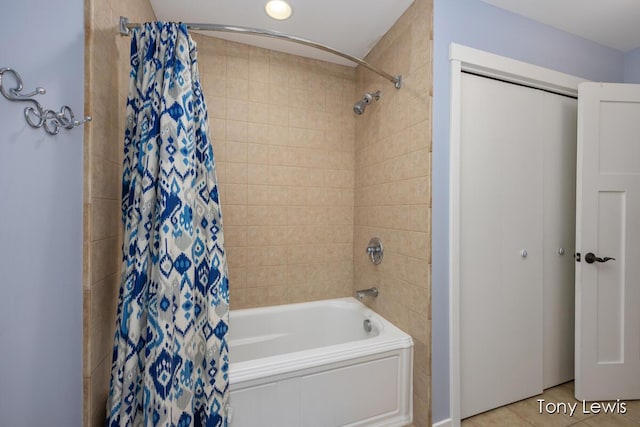 2331 Deer Trail Dr NE, Grand Rapids, MI 49505 - bathroom with shower / tub combo, tile patterned floors, and recessed lighting