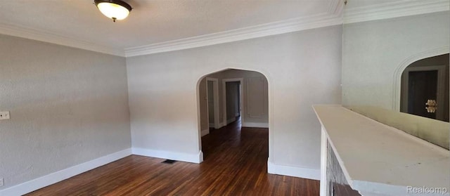 3014 Sturtevant St, Detroit, MI 48206 - hall with arched walkways, ornamental molding, and wood finished floors