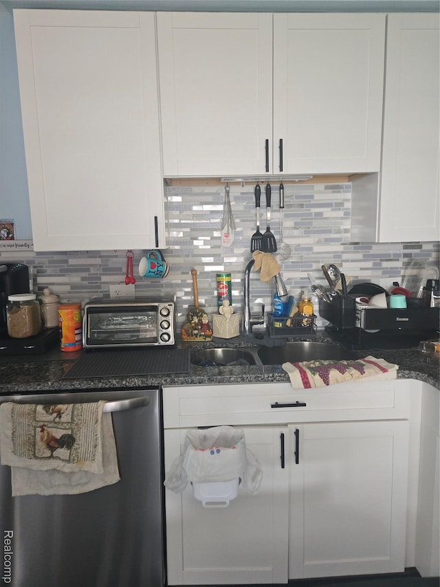 22612 Lyndon St, Detroit, MI 48223 - kitchen with dishwasher, white cabinets, and backsplash