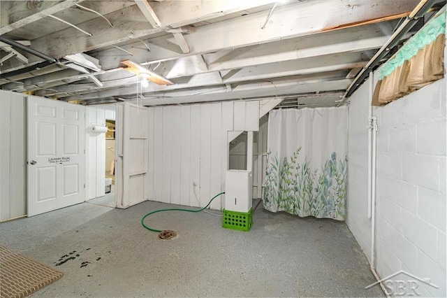 1601 S Monroe St, Bay City, MI 48708 - unfinished below grade area with concrete block wall