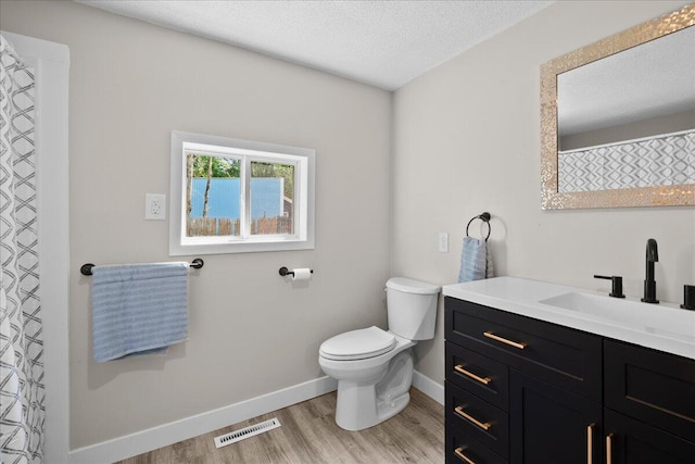 1178 Drent Rd, Muskegon, MI 49442 - bathroom featuring vanity, wood finished floors, a textured ceiling, and a shower with curtain