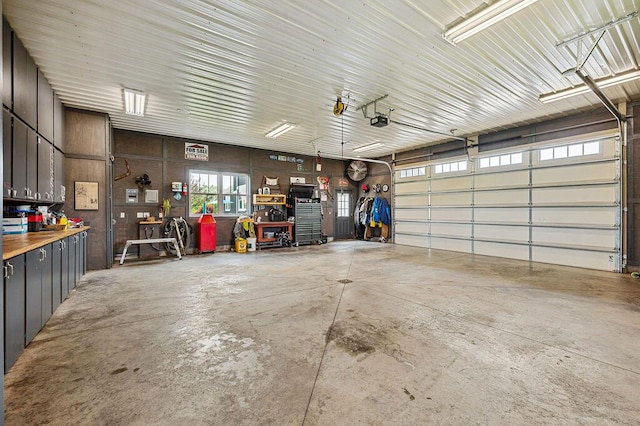 2753 Colton Dr, Berrien Springs, MI 49103 - garage with a garage door opener and a workshop area