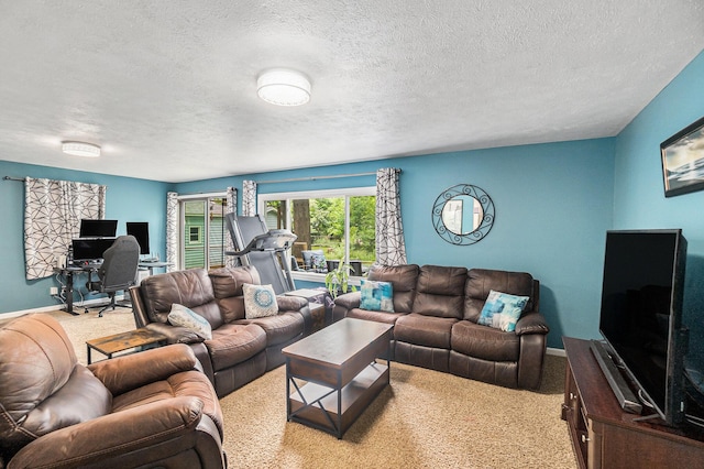 3923 Perry Ave SW, Wyoming, MI 49519 - carpeted living room featuring an office area and a textured ceiling