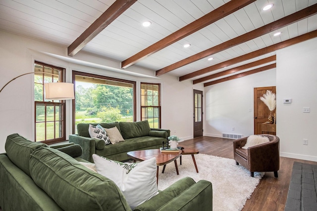 3737 Peach Ridge Ave NW, Grand Rapids, MI 49544 - living area with recessed lighting, dark wood-style flooring, and wooden ceiling