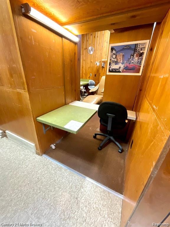 106 N Marquette St, Durand, MI 48429 - office area with wooden walls