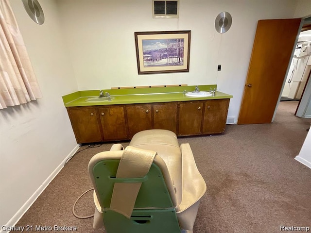 106 N Marquette St, Durand, MI 48429 - bathroom featuring a sink and baseboards