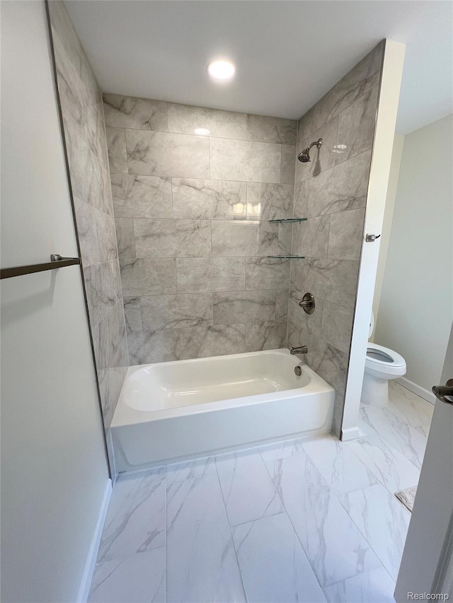 19904 Mckinnon St, Roseville, MI 48066 - bathroom with marble finish flooring and bathing tub / shower combination
