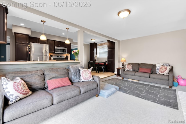 22086 Hillcrest Ct, Woodhaven, MI 48183 - carpeted living area with a sink