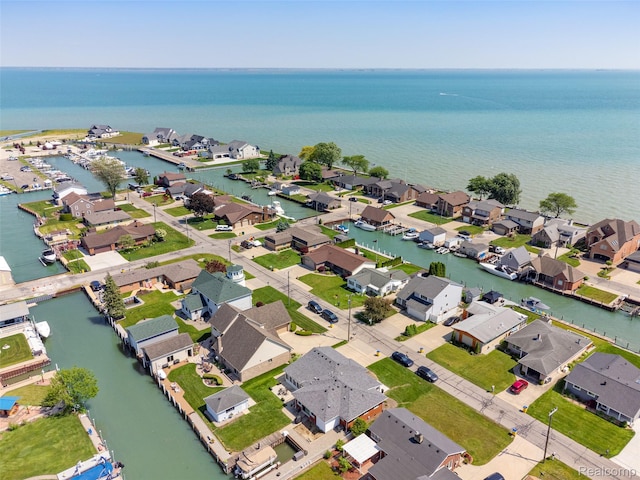 35772 Bal Clair St, New Baltimore, MI 48047 - aerial view of property and surrounding area featuring a large body of water and nearby suburban area