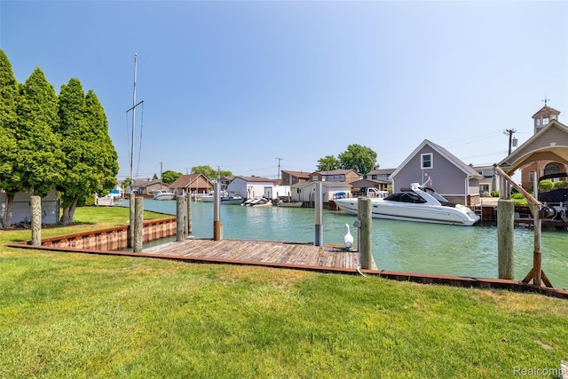 35772 Bal Clair St, New Baltimore, MI 48047 - dock with a yard, a residential view, and a water view
