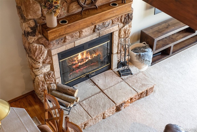 35772 Bal Clair St, New Baltimore, MI 48047 - detailed view of a stone fireplace and wood finished floors