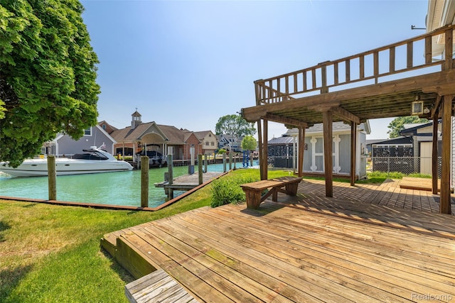 35772 Bal Clair St, New Baltimore, MI 48047 - wooden deck with a water view, a dock, and a residential view