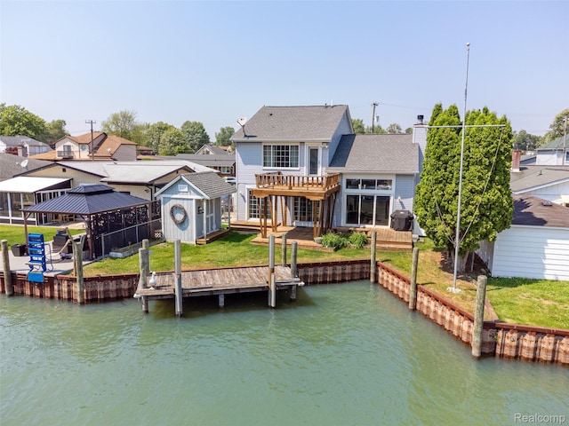 35772 Bal Clair St, New Baltimore, MI 48047 - dock with a gazebo, a deck with water view, and a residential view