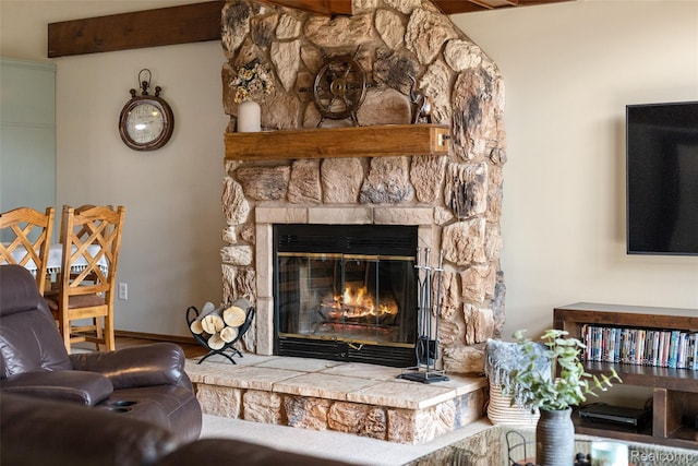 35772 Bal Clair St, New Baltimore, MI 48047 - living area with a glass covered fireplace