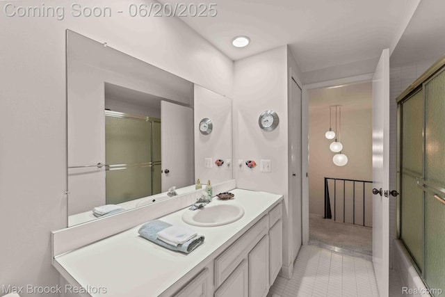 1360 Bramblebush Run, Bloomfield Hills, MI 48304 - bathroom with tile patterned flooring, vanity, and a shower with door