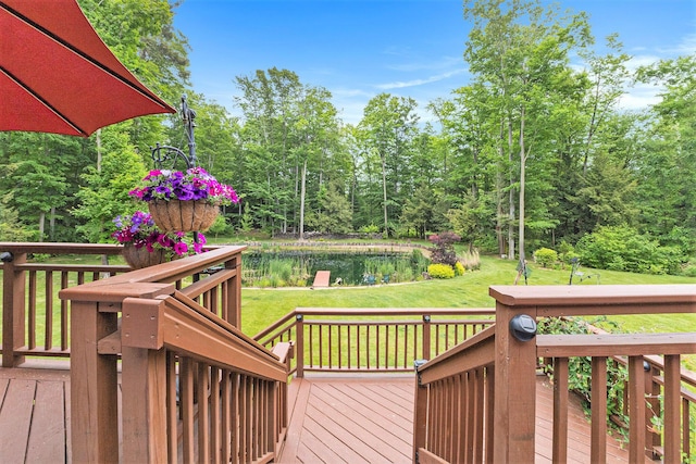 14110 168th Ave, Grand Haven, MI 49417 - wooden deck with a lawn and a water view