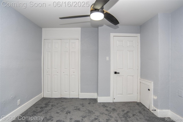 5217 Lakeview St, Detroit, MI 48213 - unfurnished bedroom with carpet flooring, a closet, ceiling fan, and a textured wall