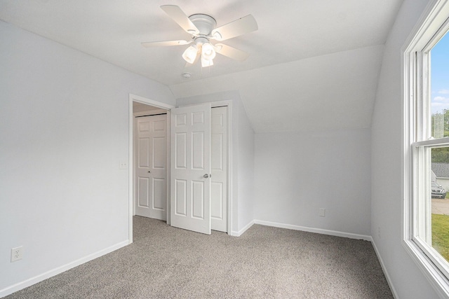 5747 Utah Ave, Portage, MI 49024 - bonus room featuring light colored carpet, healthy amount of natural light, a ceiling fan, and lofted ceiling