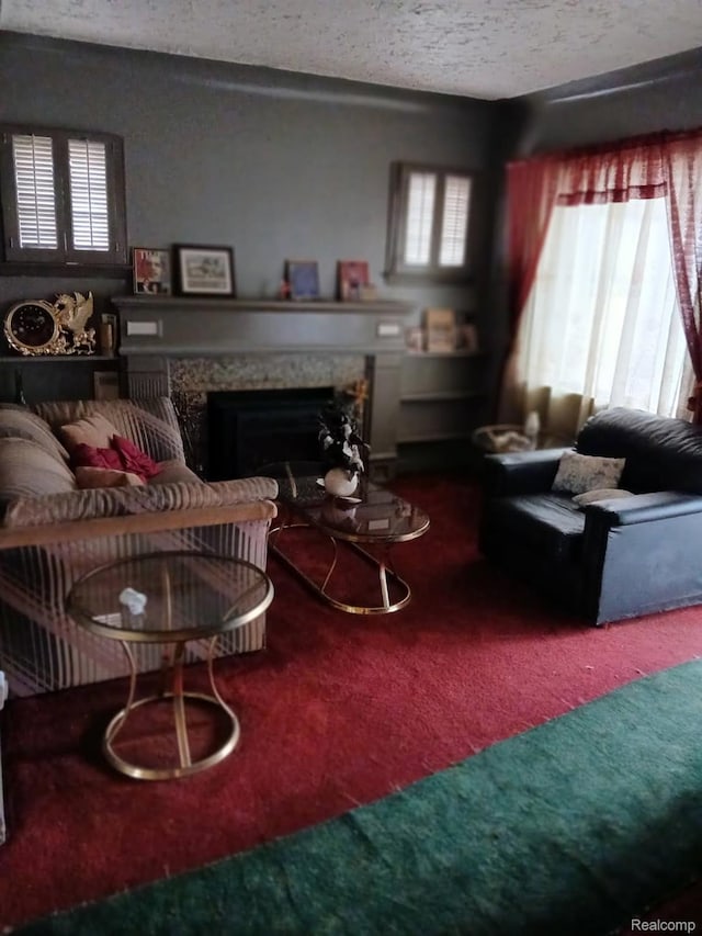 20527 Greeley St, Highland Park, MI 48203 - carpeted living area featuring a high end fireplace