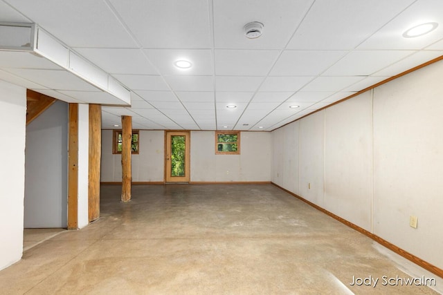 5820 Grace Hwy, Sunfield, MI 48890 - basement with a paneled ceiling and recessed lighting
